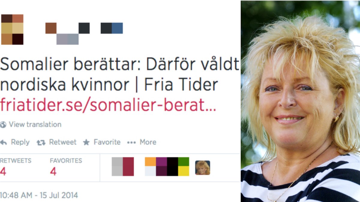 Kikki Danielsson och den delade tweeten som lett till hård kritik.